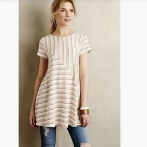 Anthropologie Puella Short Sleeve Stripe Patterned Tunic Top Size M